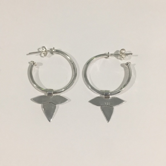 Sterling Silver Vintage Dangling Hoop Earrings - Picture 2 of 4